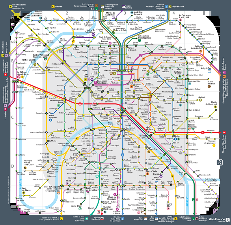Plan du métro parisien avec les stations clés pour accéder à Notre-Dame de Paris sur l’Île de la Cité